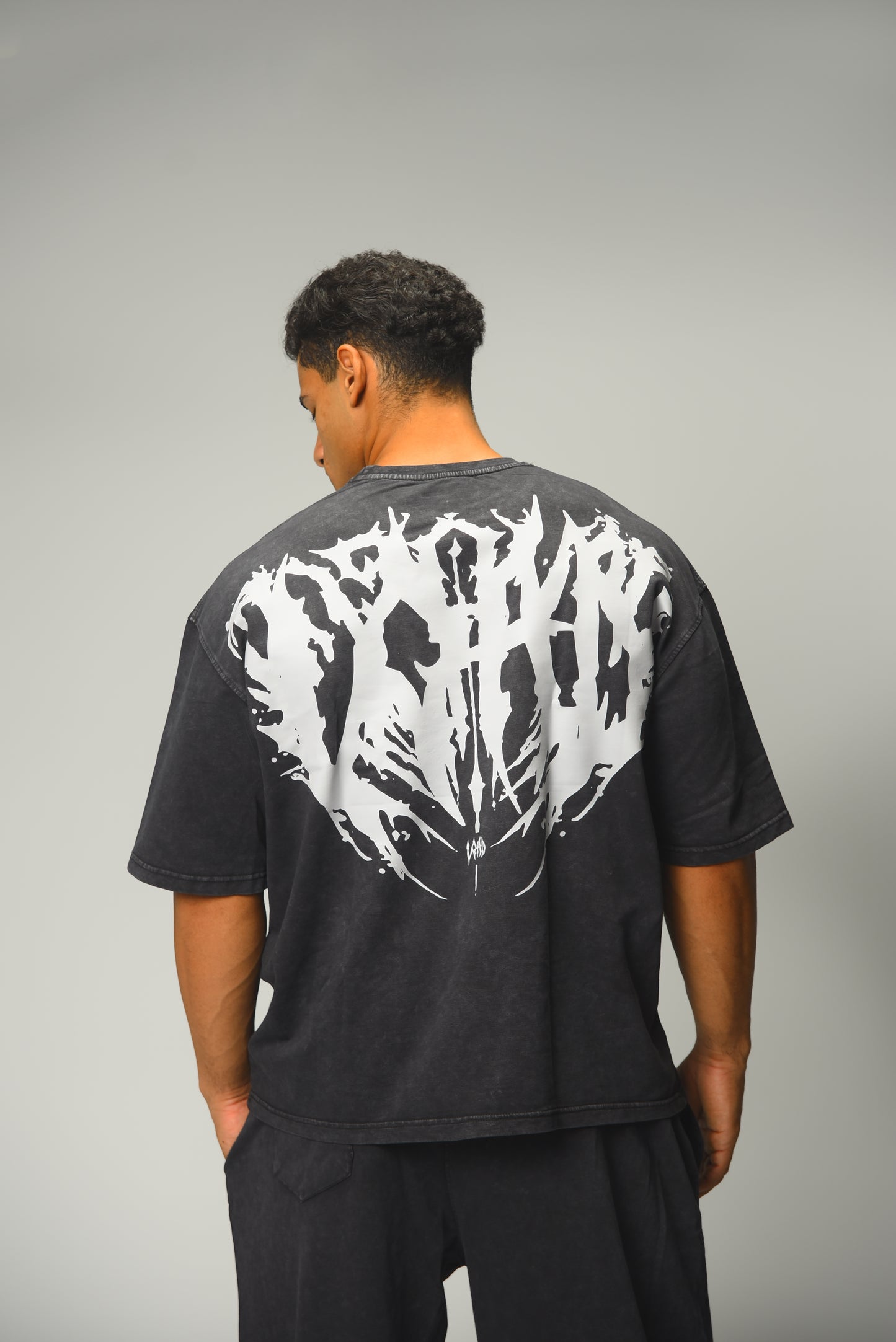 Black oversized pump cover gym t-shirt with bold back design – LOAD WEAR