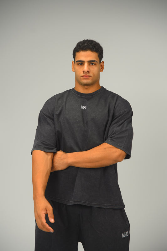 Black oversized pump cover gym t-shirt with bold back design – LOAD WEAR