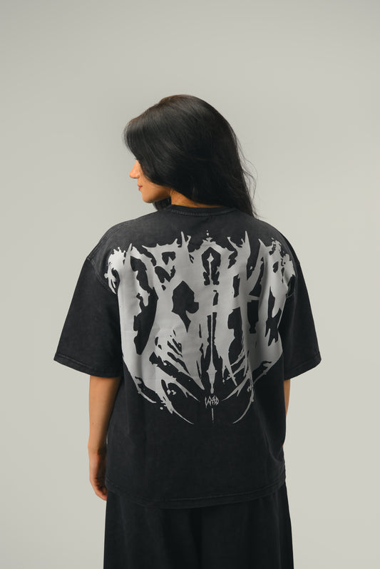 Black oversized pump cover gym t-shirt with bold back design – LOAD WEAR