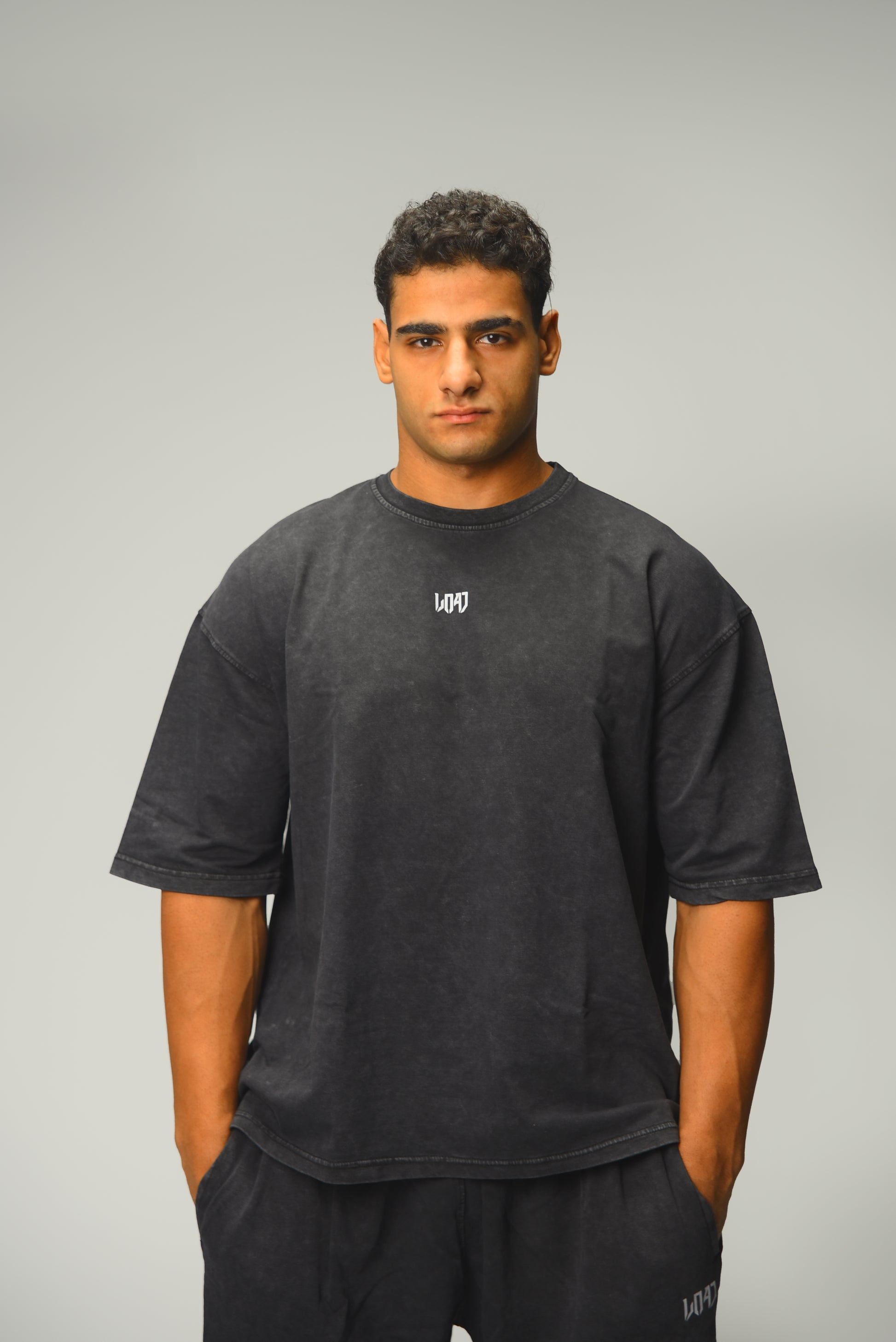 Black oversized pump cover gym t-shirt with bold back design – LOAD WEAR